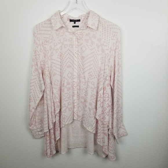 MISS ME Pink & White Button Down Shirt, Small - Picture 9 of 10